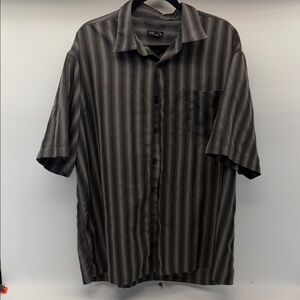 George Black and Gray Striped Button Down Shirt